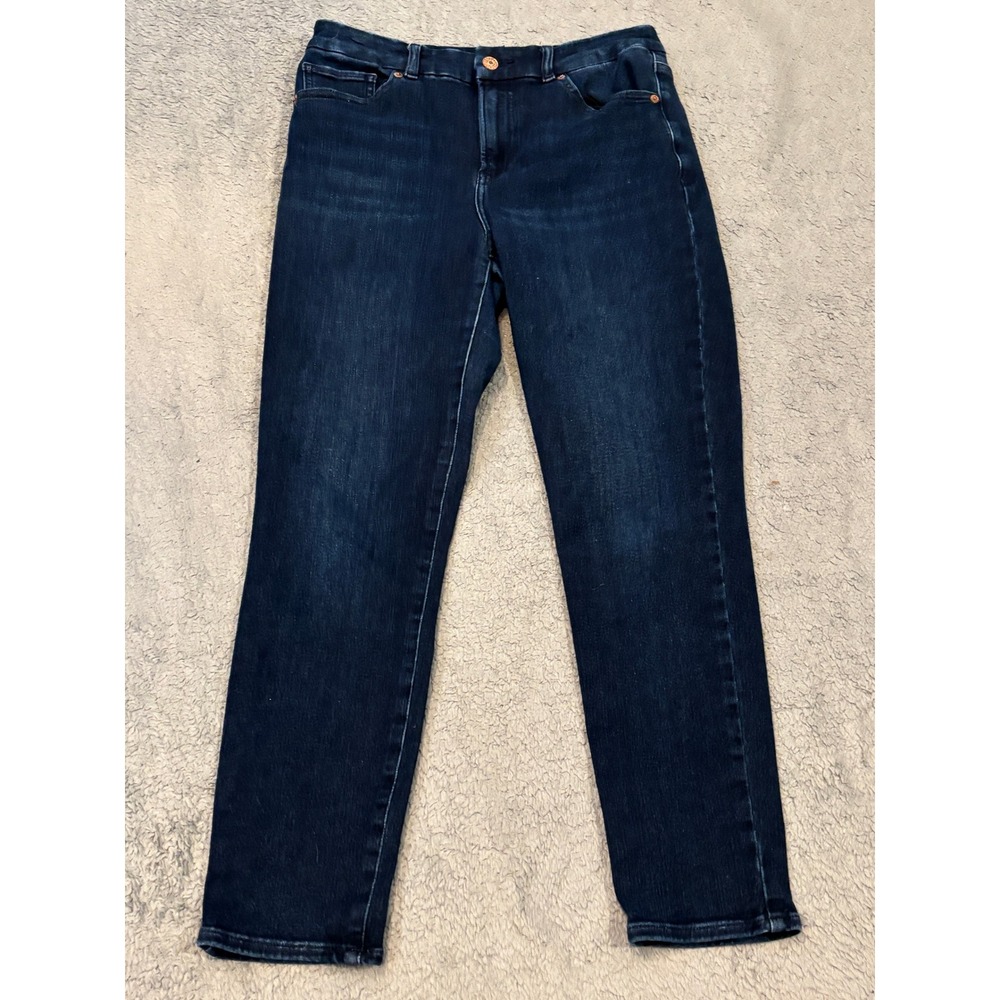 Express Cropped Skinny Jeans Womens Medium Dark Wash High Rise Hyper Stretch